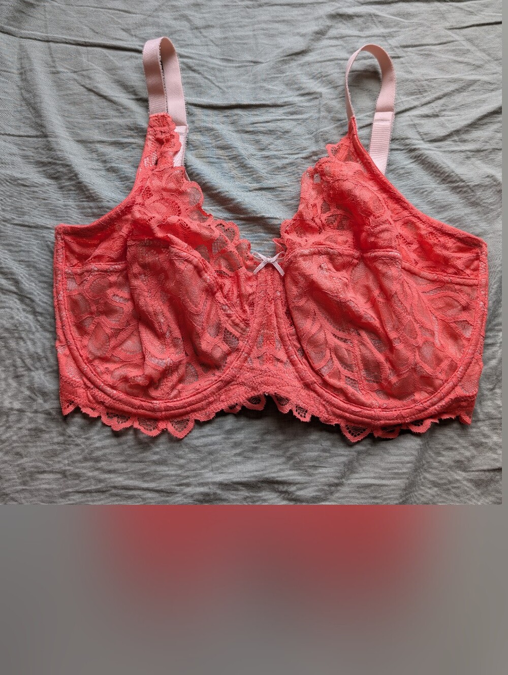 NWOT Panache Allure Full Cup Unlined Lace Bra 34I Coral